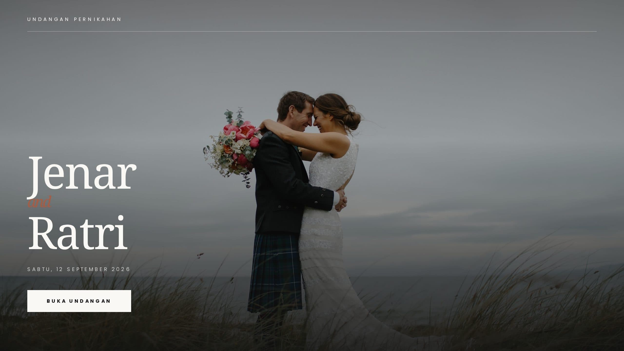 Sampul template Editorial Wedding dengan foto pasangan