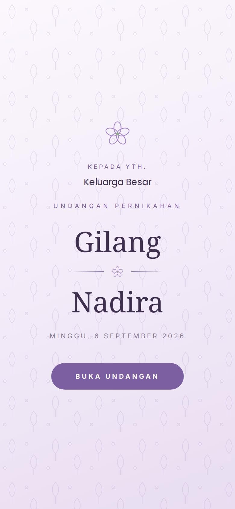 Sampul undangan Lilac Bloom